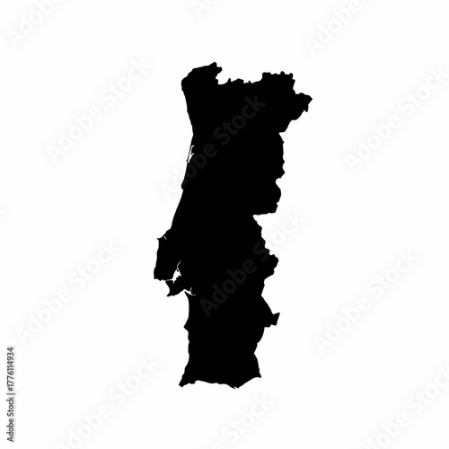 Portugal Map Black Silhouette Outline Geographic
