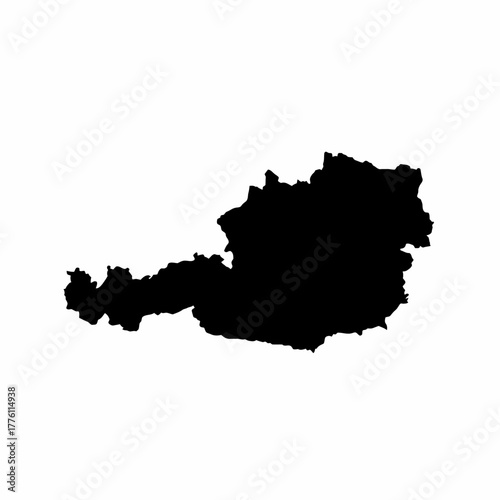 Austria Map Black Silhouette Outline Geographic