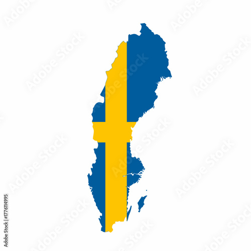 Sweden Map Flag Blue Yellow Nordic Cross
