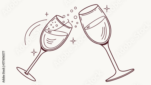 Cheers to celebration and joy with sparkling wine glasses clinking, capturing moments of happiness and festive toasts.