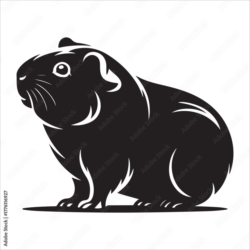 Obraz premium guinea pig silhouette vector illustration on white background