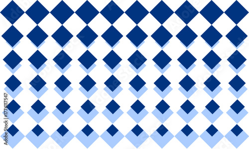 two tone blue diamond overlap repeat horizontal strip pattern, checkerboard, replete image design for fabric printing