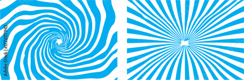 Retro blue swirl abstract. Optical illusion wavy stripe background