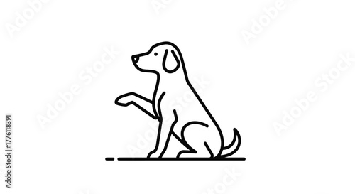 Charming line art dog offering a paw perfect for pet-related branding websites and heartwarming designs that connect with animal lovers, Generative AI.