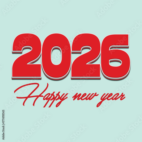 2026 Happy new year Text 3D
