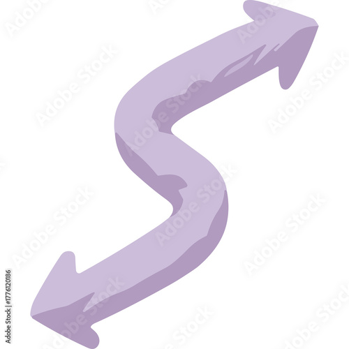 S Shape Purple Arrow Pointing Both Directions on Transparent Background