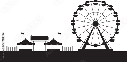 Ferris Wheel Fair Silhouette Carnival Theme Fun Activity Entertainment Outdoors Event