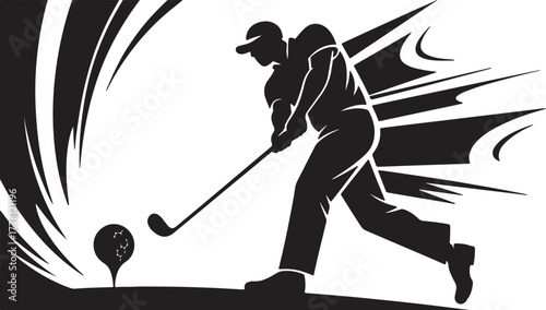 silhouette of a golf player 