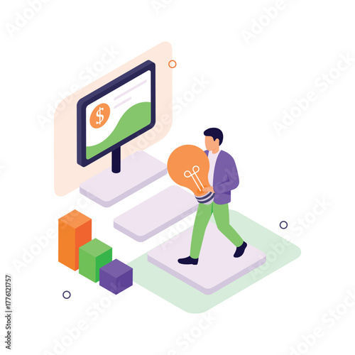 Creatively crafted innovative idea concept isometric illustration