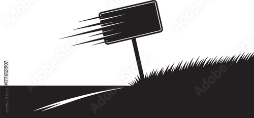 Road Sign on Uphill Trajectory Directional Information Route Marker Vector