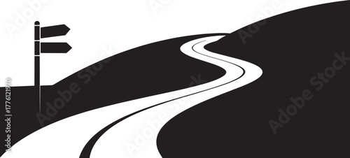 Road Sign Direction Route Travel Silhouette Way Landscape Journey Path Trip