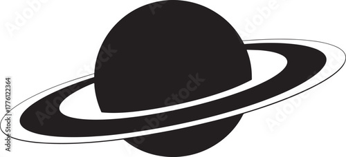 Saturn Vector Silhouette Planet Space Astronomy Celestial Sphere Ring Universe Galaxy Logo