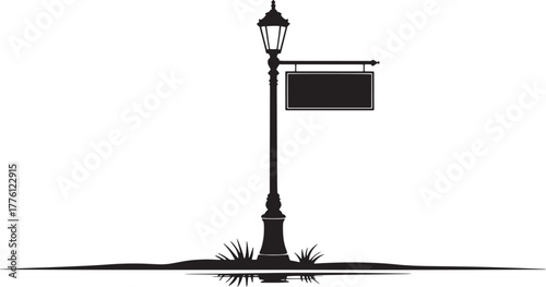 Vintage street lamp sign vector art town city street light signage signboard post
