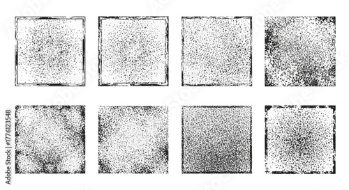 A collection of eight square grunge textures with varying levels of distress.