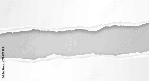 Torn white paper with a gray background, creating a textured and abstract design.