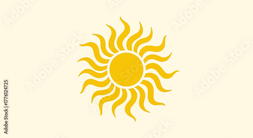 Golden sun symbol on a light background, radiating warmth and energy.