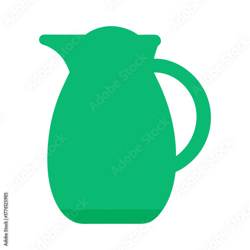 Modern green pitcher icon, simple kitchen design