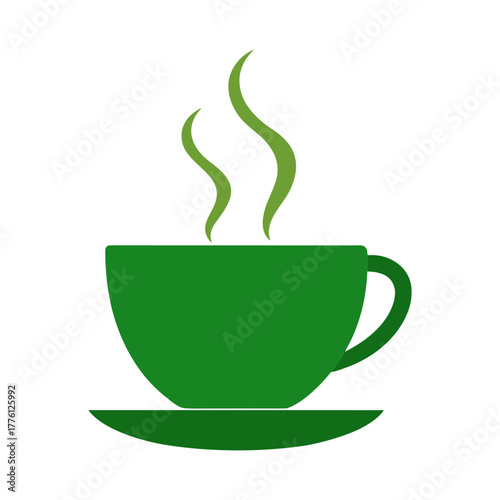 Steaming green tea cup illustration simple and fresh