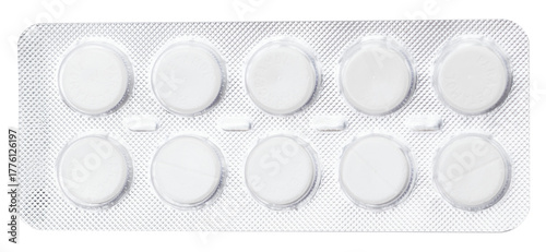 Photos Paracetamol Pills in plastic tablet Isolated on White Background