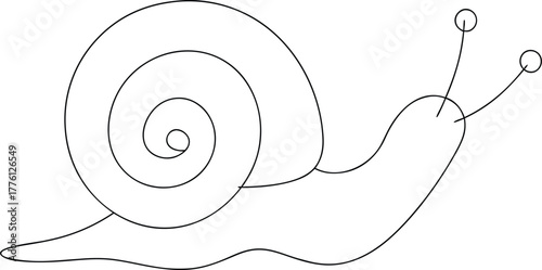 Black outline of a snail on a white background drawing