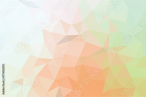 Soft Pastel Polygon Abstract Background with Gradient Low Poly Design, Geometric Triangular Pattern in Orange Green and Cream Tones, Modern Minimal Texture for Graphic Projects