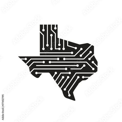 💻 Texas State Map Circuit Board Technology