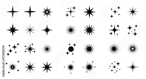 Vector illustration of collection of starburst and sparkle icons