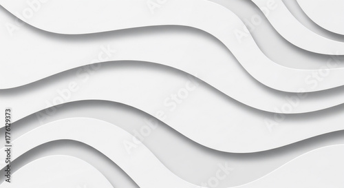 白い波状の立体的な抽象背景デザイン
