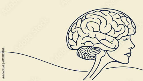 Discover the intricate beauty of the human brain and mind, symbolizing intelligence, thought, and creativity in a clean, modern line art style.