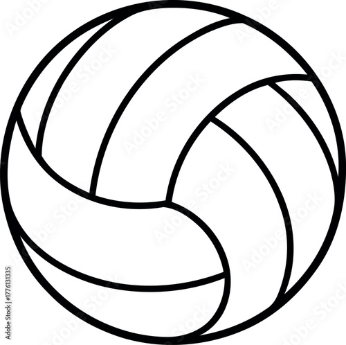 Black line drawing of a volleyball