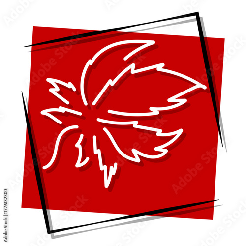 marijuana, red banner in a frame. Vector illustration on a white background.