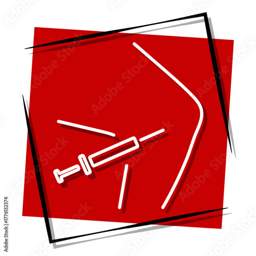 meniscal, red banner in a frame. Vector illustration on a white background.