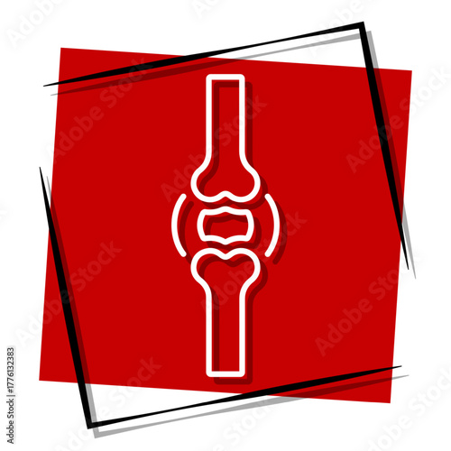 meniscal, red banner in a frame. Vector illustration on a white background.