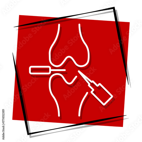 meniscal, red banner in a frame. Vector illustration on a white background.