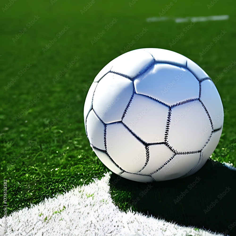 Fototapeta premium Soccer Ball on the Field Corner Game Day Precision