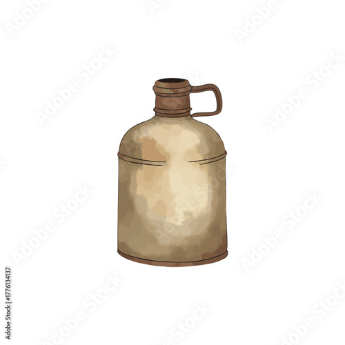 Watercolor Thermos Illustration, Camping Equipment Clipart