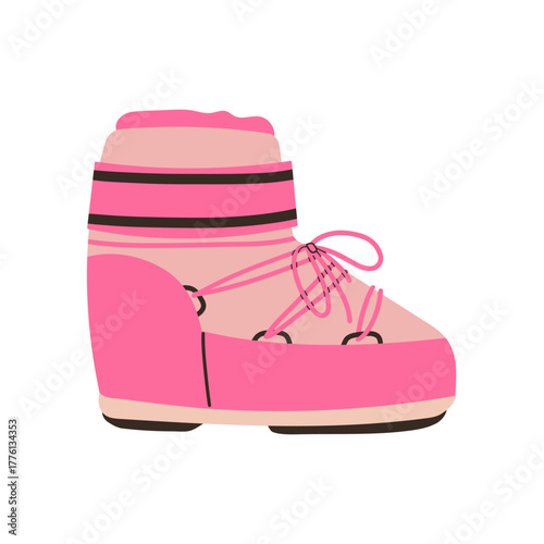 Hiking shoe and snowboard boots vector icons. Sport footwear for outdoor activities. Hand drawn illustration isolate on white . Mountain shoes for winter and cold season .