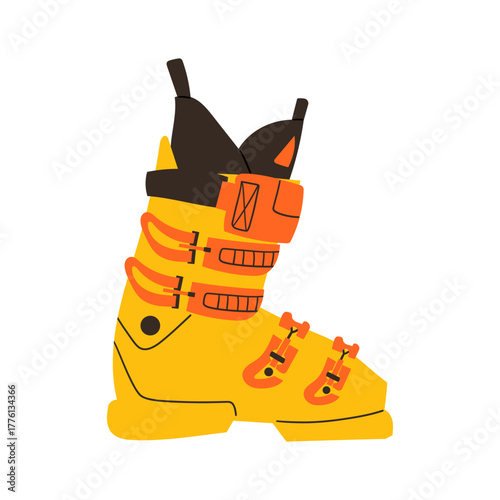 Hiking shoe and snowboard boots vector icons. Sport footwear for outdoor activities. Hand drawn illustration isolate on white . Mountain shoes for winter and cold season .