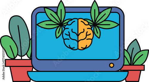 A computer monitor with two brains on it