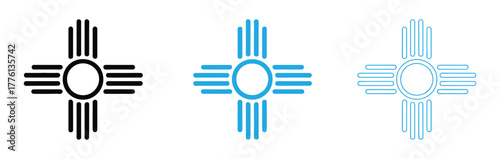 Zia symbols set. Antient Native Americans sign vector isolated icon. New Mexico state logo.
