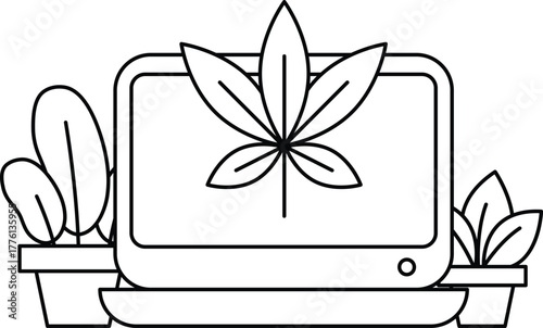 A computer monitor with a leaf on it