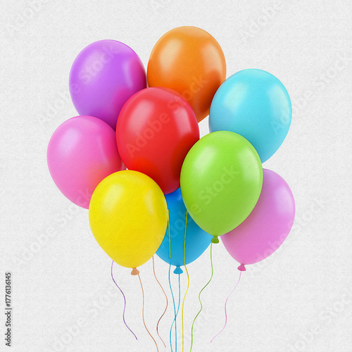 colorful balloons on white background oil painting style illustration 