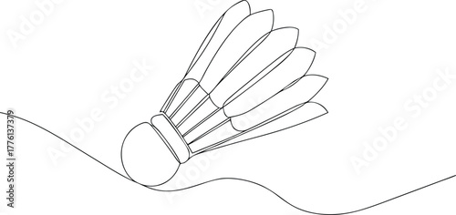 Badminton shuttlecock in continuous line art sport