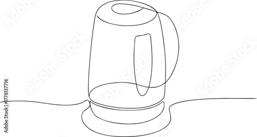 Single line drawing of an electric kettle kitchen appliance