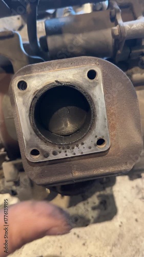 burnt rings in a two-stroke scooter cylinder. High quality 4k footage