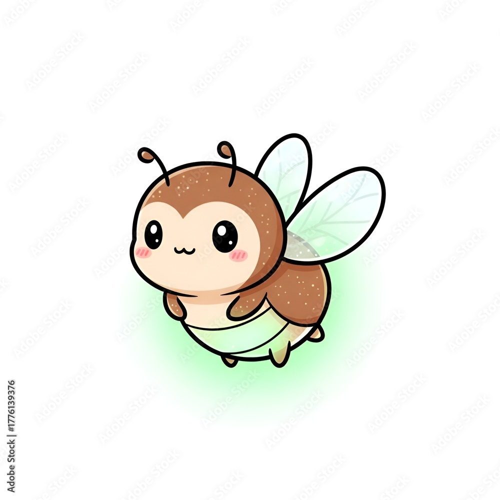 Obraz premium Cute Cartoon Small Firefly Glowing