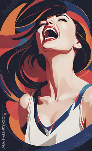 Portrait of a beautiful screaming woman
