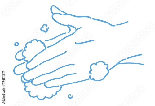 手のジェスチャーのイラスト。手を洗う。ベクターイラスト素材。