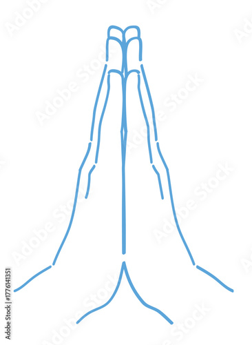 手のジェスチャーのイラスト。手をあわせる。ベクターイラスト素材。