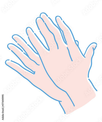 手のジェスチャーのイラスト。手を叩く。ベクターイラスト素材。